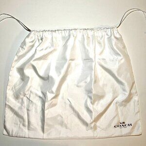 COACH Logo White Brown Satin Drawstring Purse Dust Protector Bag